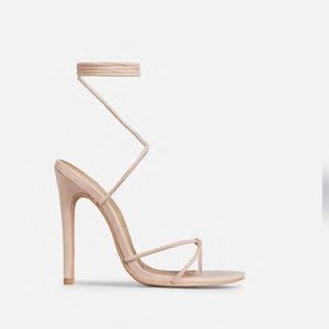 NWT Nude Lace Up Knot Heels